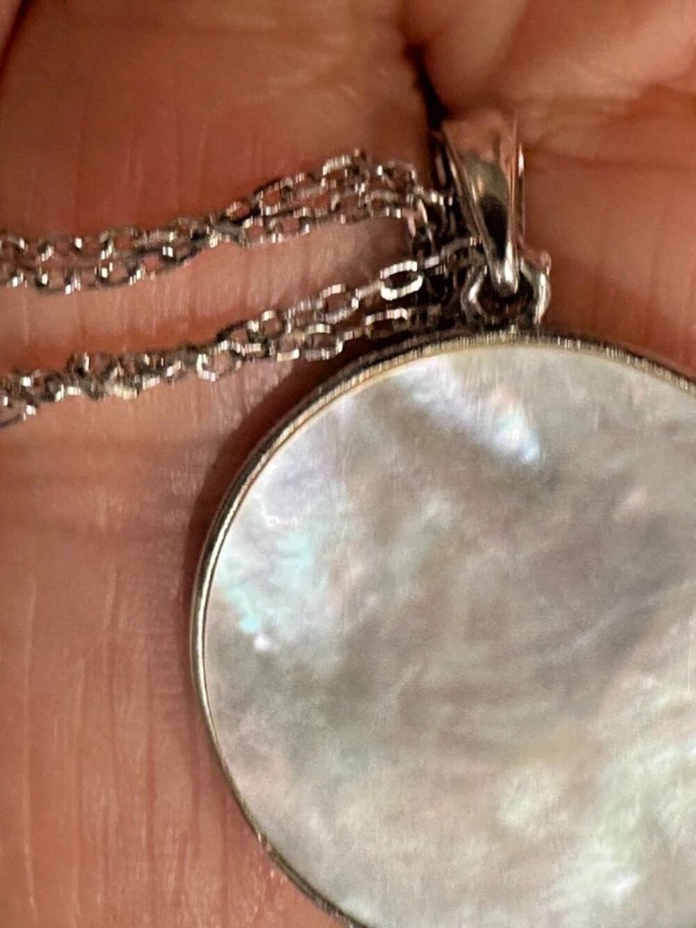 Sterling Silver 925 Mother Of Pearl Tree Of Life Pendant 17" Necklace Italy 6.5g - Picture 3 of 8